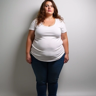María R. antes de su transformación, con sobrepeso.